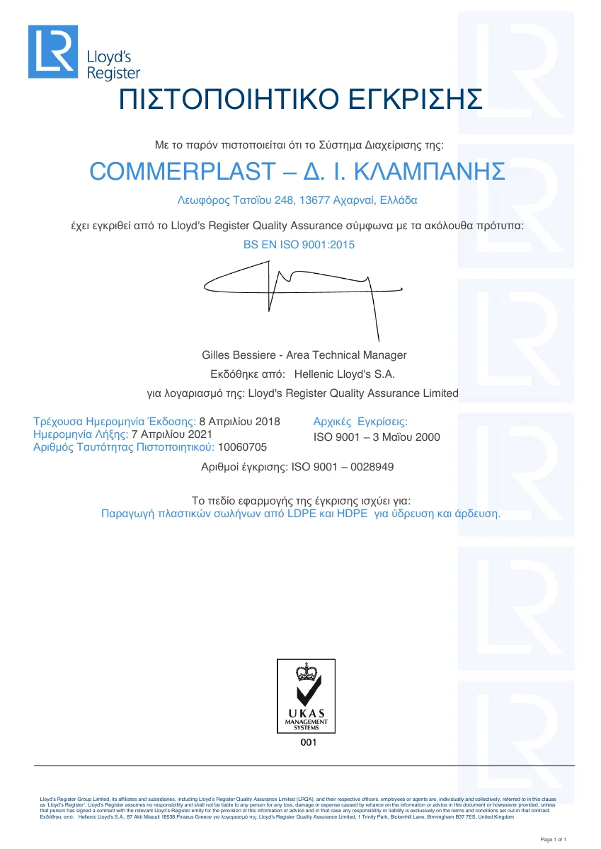 ISO 9001:2015 certificate (2018–2021)